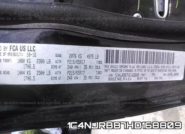 1C4NJRBB7HD168809 фото 10