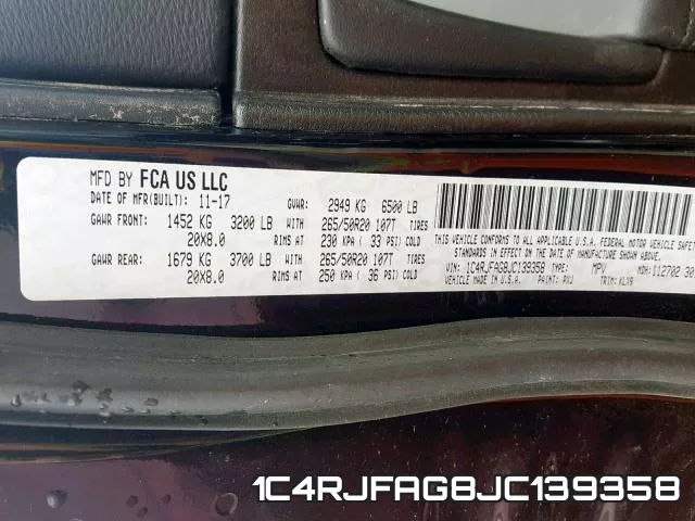 1C4RJFAG8JC139358 фото 2