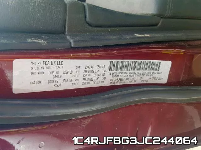 1C4RJFBG3JC244064 фото 2