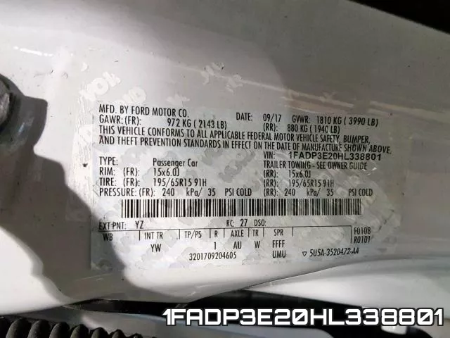 1FADP3E20HL338801 фото 2
