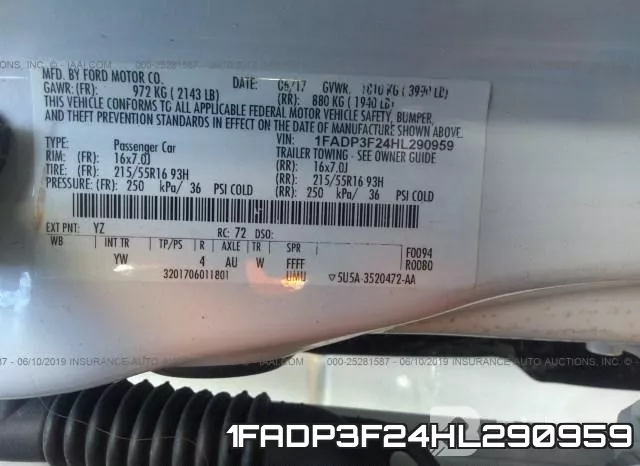 1FADP3F24HL290959 фото 10