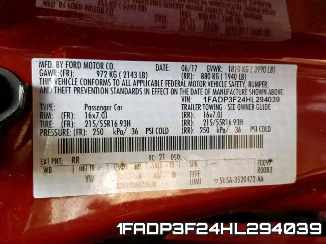 1FADP3F24HL294039 фото 2