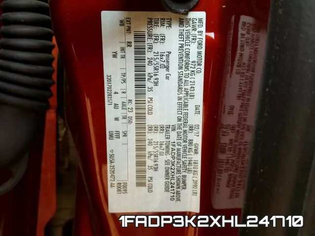 1FADP3K2XHL241710 фото 2