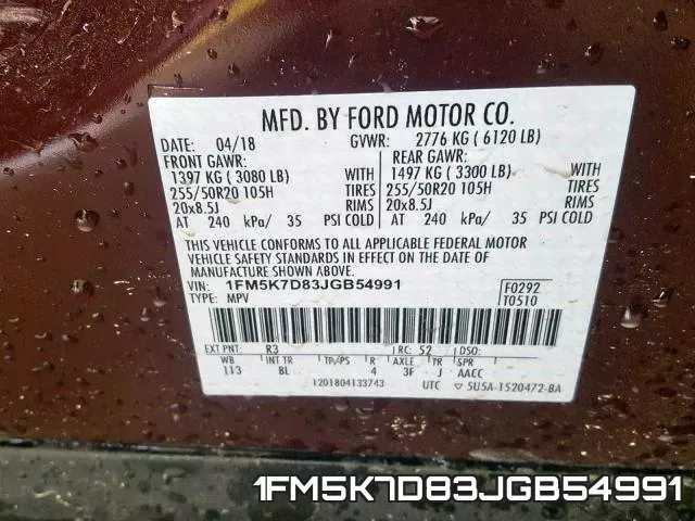 1FM5K7D83JGB54991 фото 2