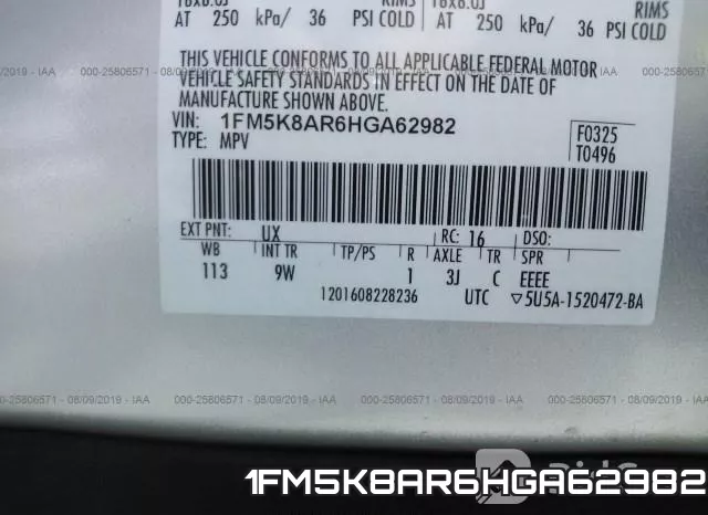 1FM5K8AR6HGA62982 фото 10