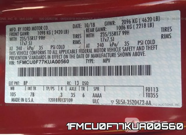 1FMCU0F77KUA00560 фото 10