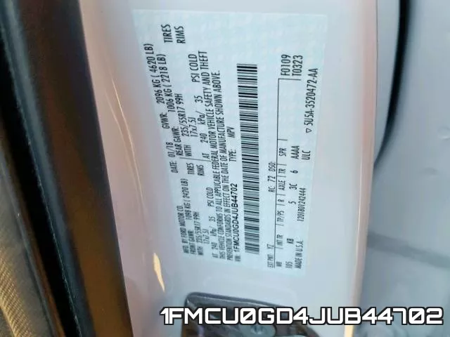 1FMCU0GD4JUB44702 фото 2