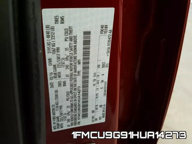 1FMCU9G91HUA14273 фото 2