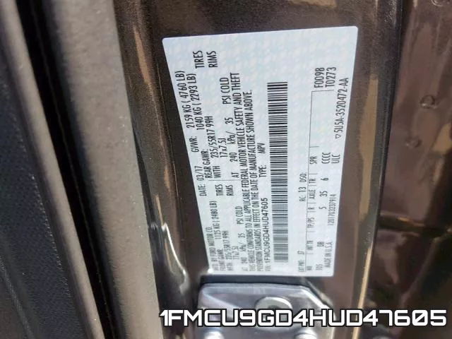 1FMCU9GD4HUD47605 фото 2