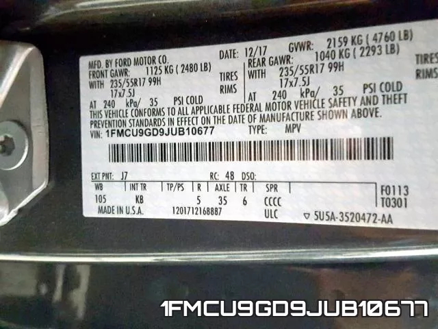 1FMCU9GD9JUB10677 фото 2