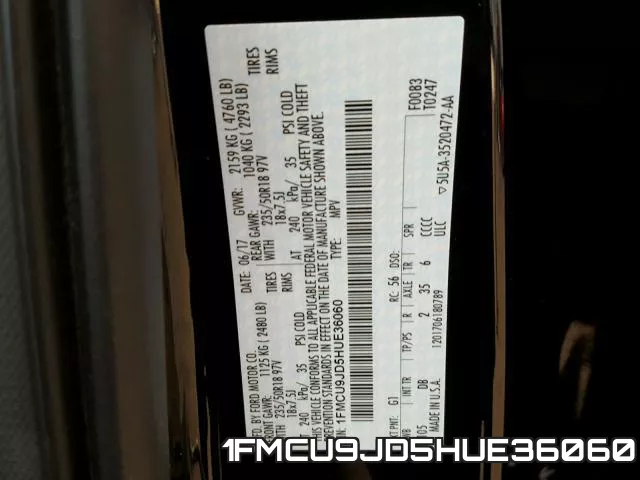 1FMCU9JD5HUE36060 фото 2