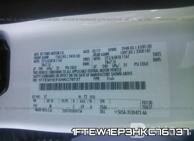 1FTEW1EP3HKC76737 фото 10