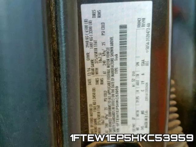 1FTEW1EP5HKC53959 фото 2