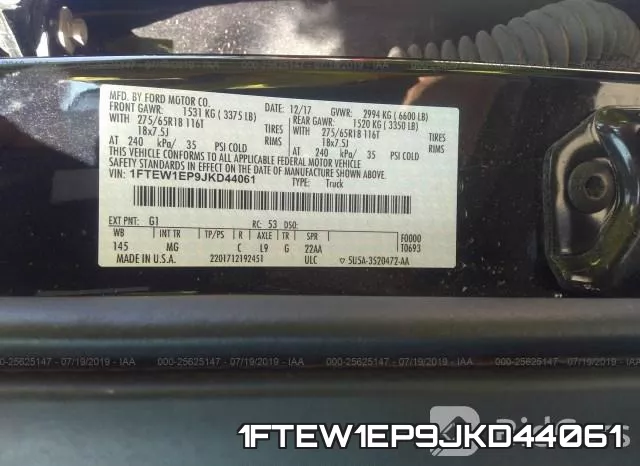 1FTEW1EP9JKD44061 фото 10