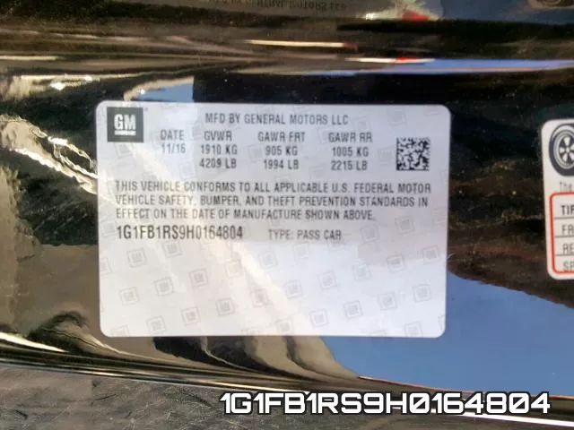 1G1FB1RS9H0164804 фото 2