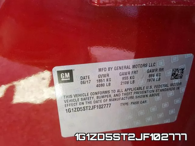 1G1ZD5ST2JF102777 фото 2