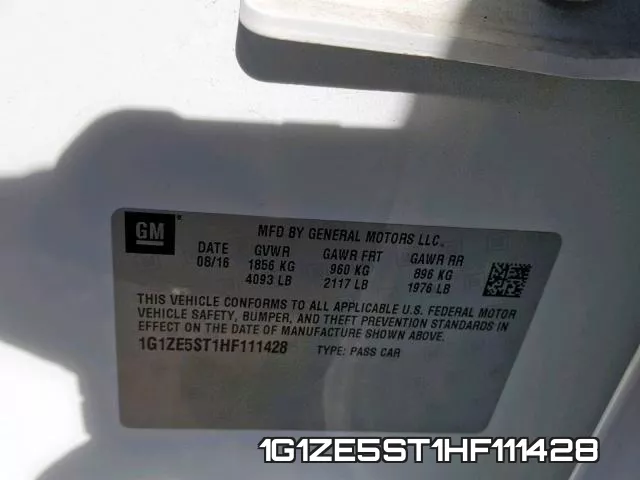 1G1ZE5ST1HF111428 фото 2