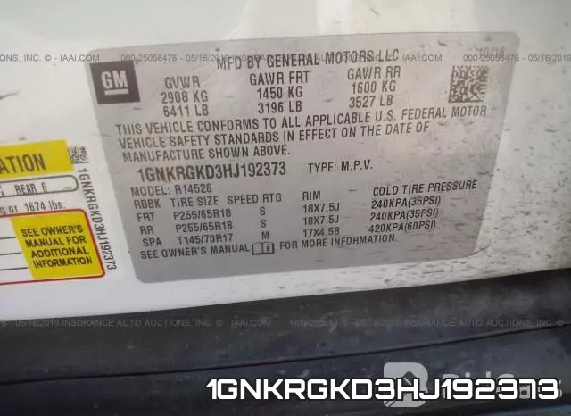 1GNKRGKD3HJ192373 фото 10