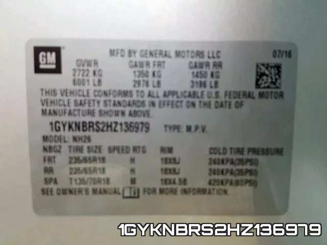 1GYKNBRS2HZ136979 фото 2