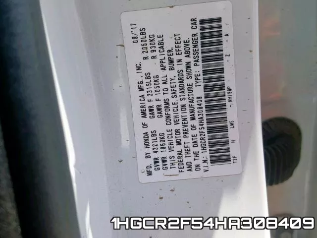 1HGCR2F54HA308409 фото 2