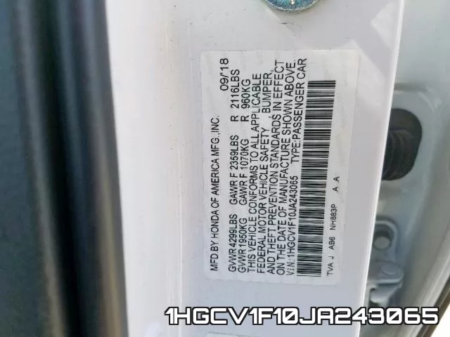 1HGCV1F10JA243065 фото 2