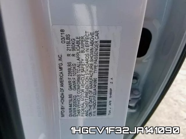 1HGCV1F32JA141090 фото 2