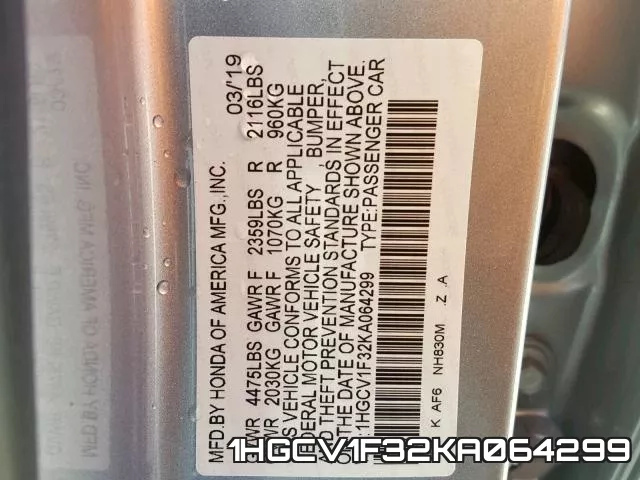 1HGCV1F32KA064299 фото 2