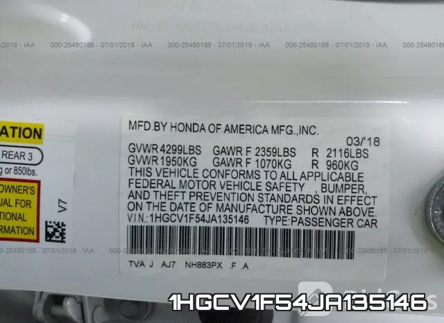 1HGCV1F54JA135146 фото 10
