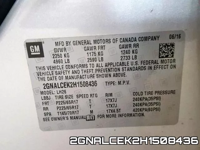 2GNALCEK2H1508436 фото 2