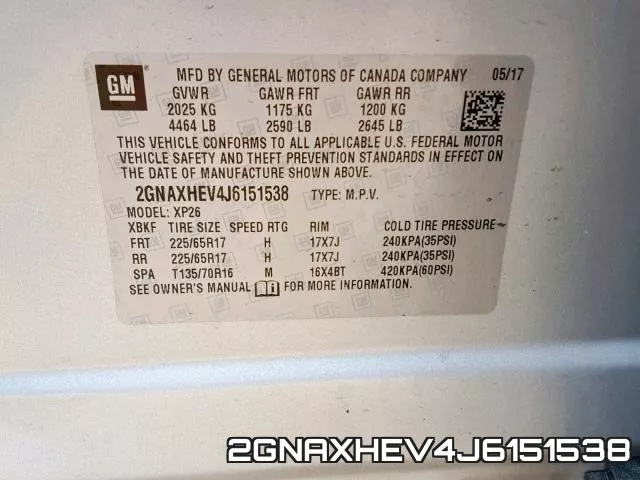2GNAXHEV4J6151538 фото 2