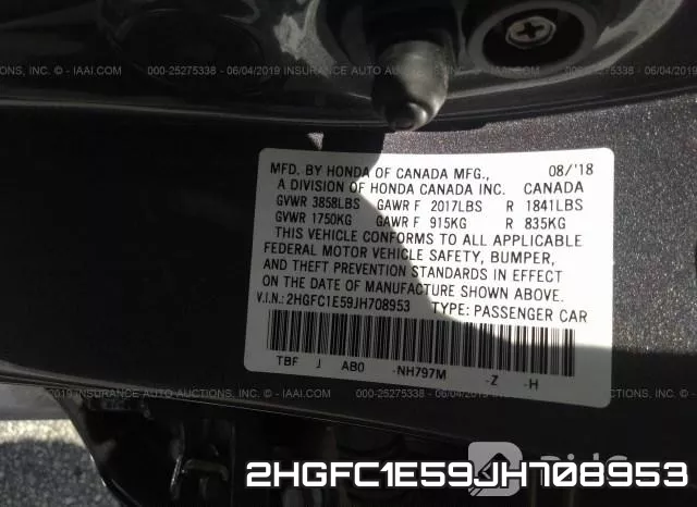 2HGFC1E59JH708953 фото 10