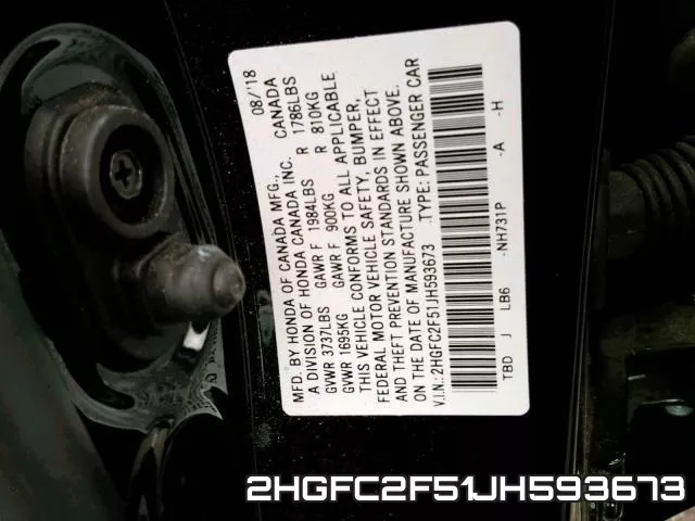 2HGFC2F51JH593673 фото 2