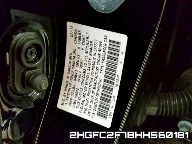 2HGFC2F78HH560181 фото 2
