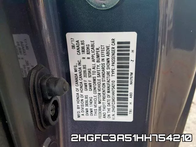 2HGFC3A51HH754210 фото 2