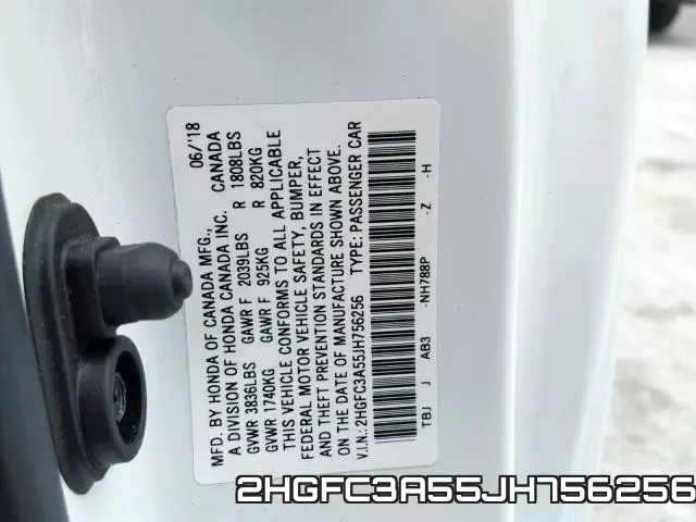 2HGFC3A55JH756256 фото 2