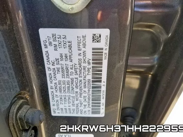 2HKRW6H37HH222959 фото 2
