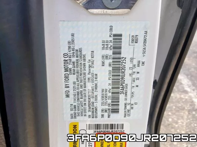 3FA6P0D90JR207252 фото 2