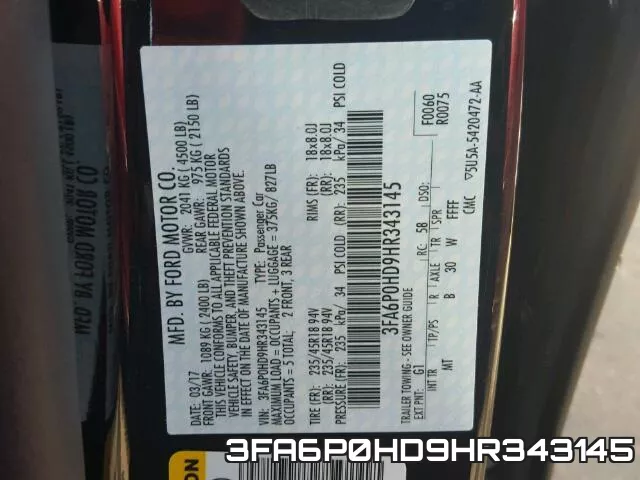3FA6P0HD9HR343145 фото 2
