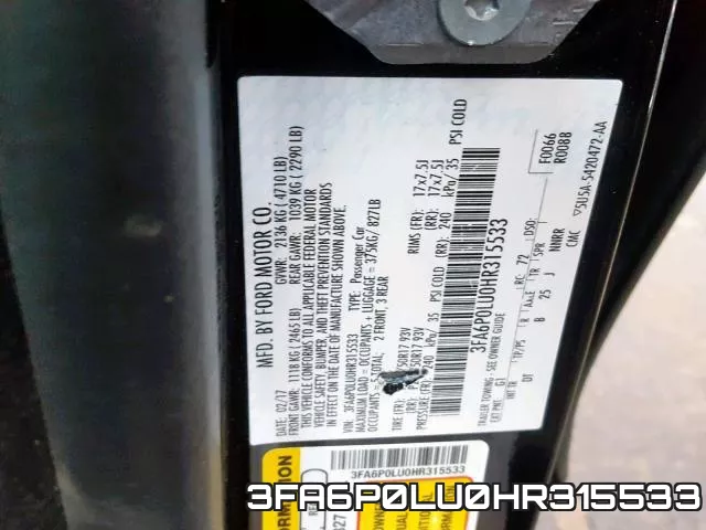 3FA6P0LU0HR315533 фото 2