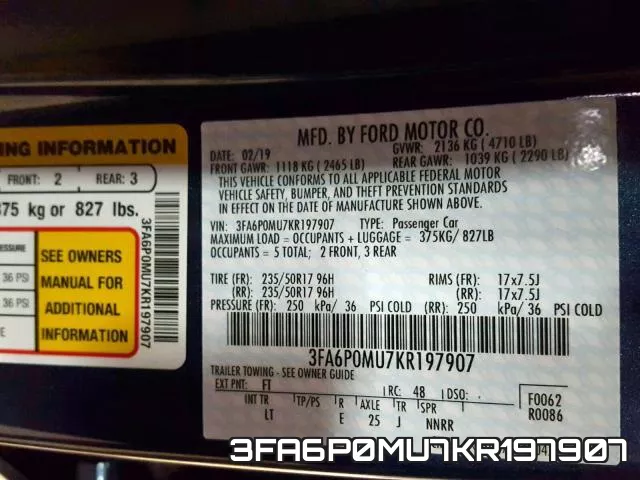 3FA6P0MU7KR197907 фото 2