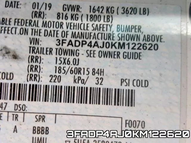 3FADP4AJ0KM122620 фото 2