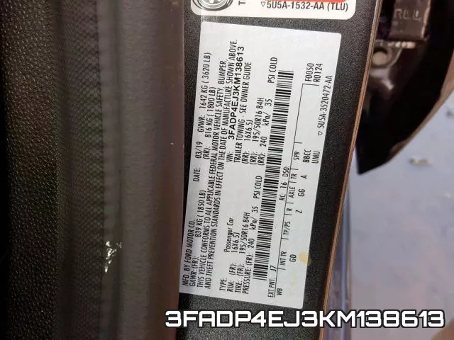 3FADP4EJ3KM138613 фото 2