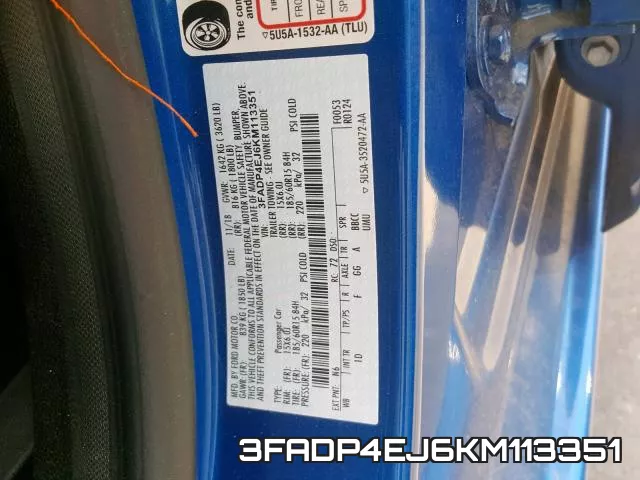 3FADP4EJ6KM113351 фото 2