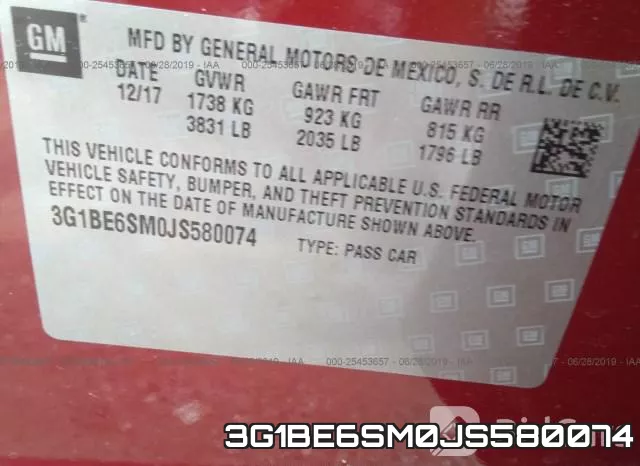 3G1BE6SM0JS580074 фото 10