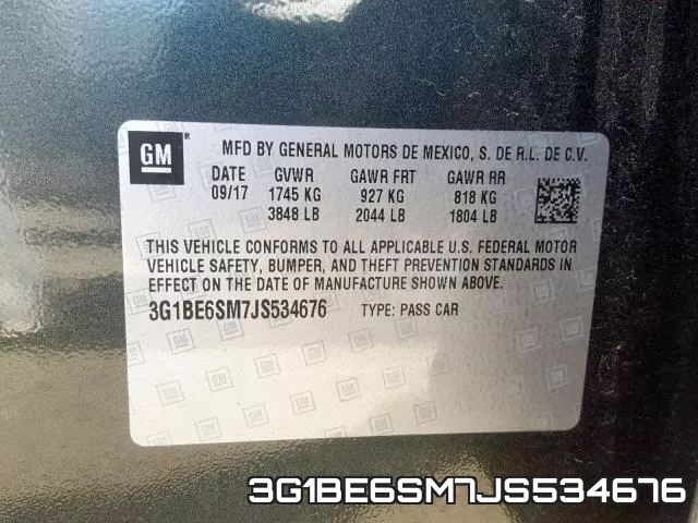 3G1BE6SM7JS534676 фото 2