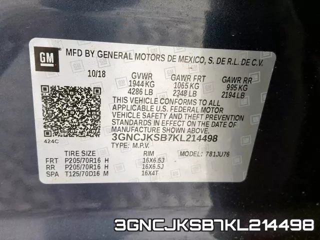 3GNCJKSB7KL214498 фото 2