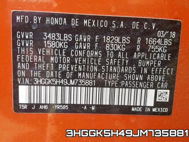 3HGGK5H49JM735881 фото 2