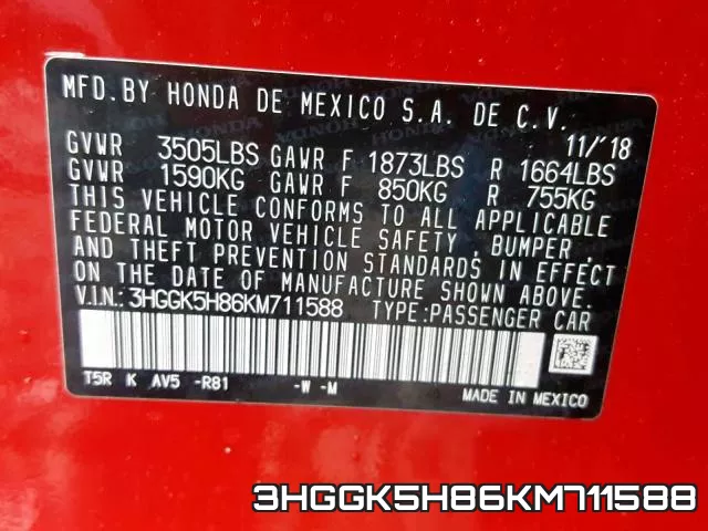 3HGGK5H86KM711588 фото 2