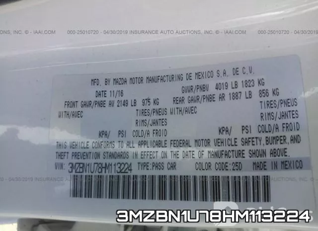 3MZBN1U78HM113224 фото 10