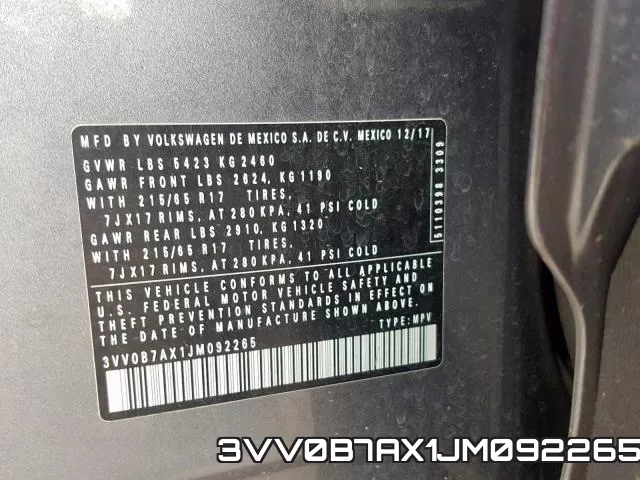 3VV0B7AX1JM092265 фото 2